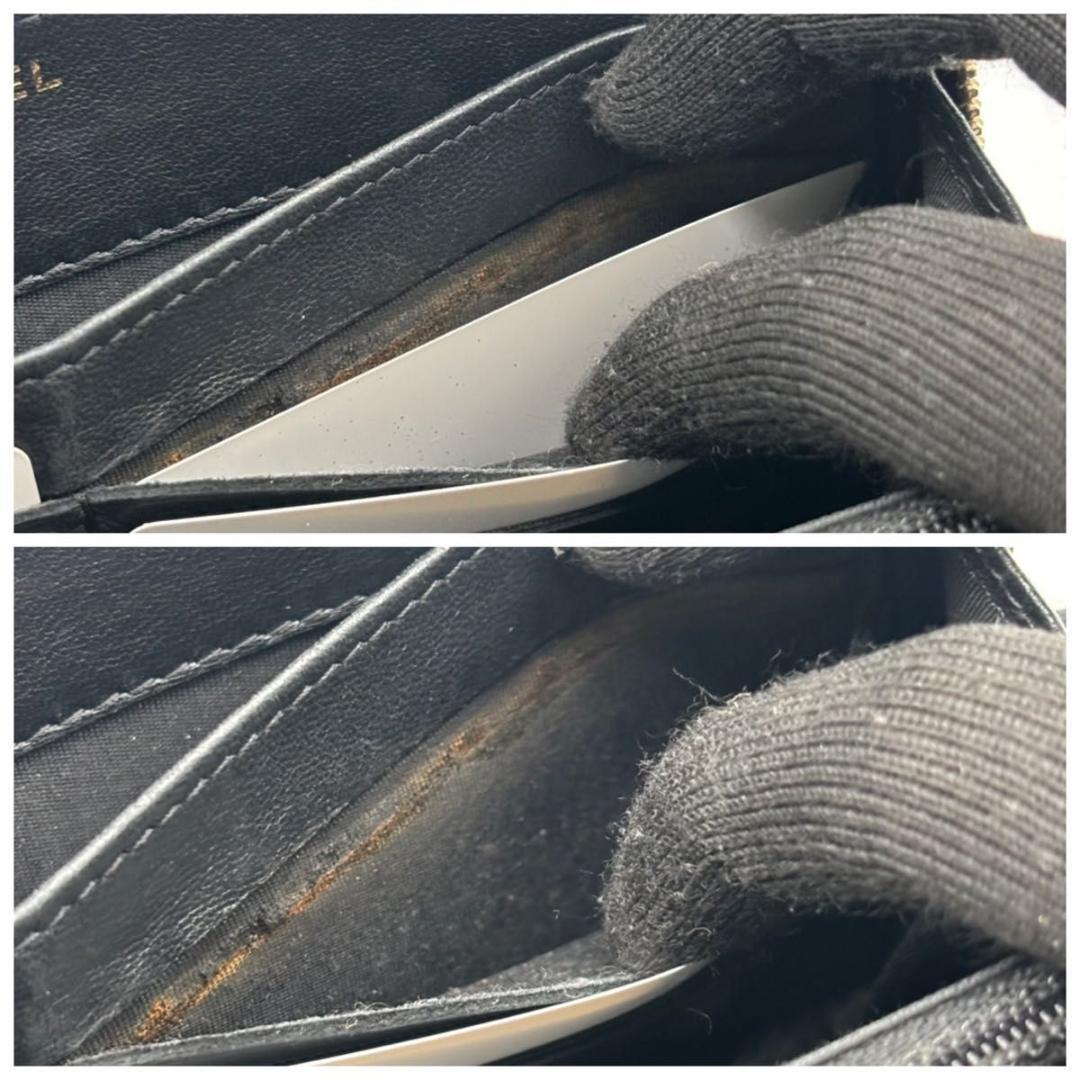 希少 シャネル 箱袋付き カメリア ラウンドファスナー 長財布 黒 ゴールド