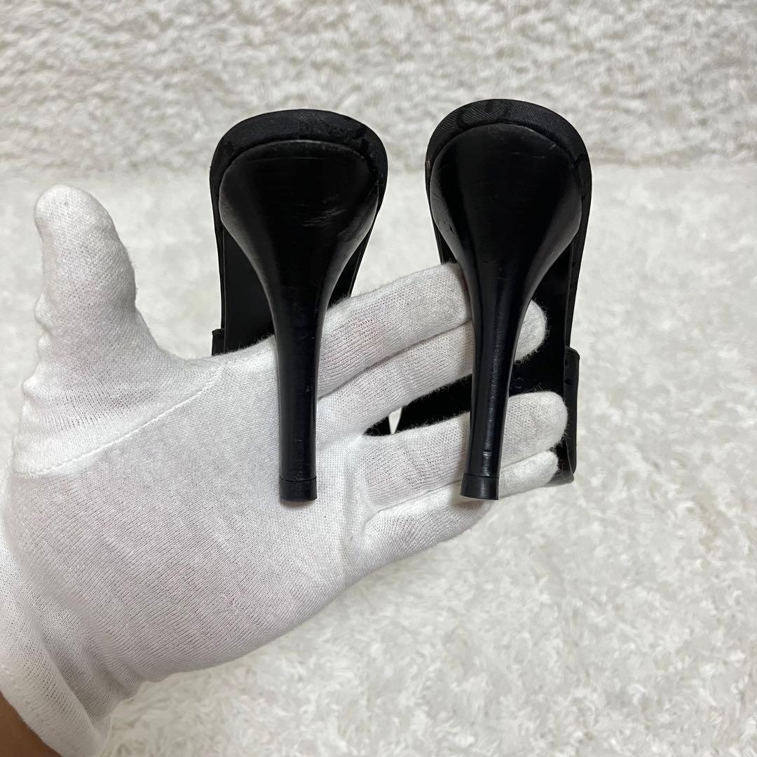 【美品】グッチ パンプス ミュールサンダル GG柄 オープントゥ ピンヒール