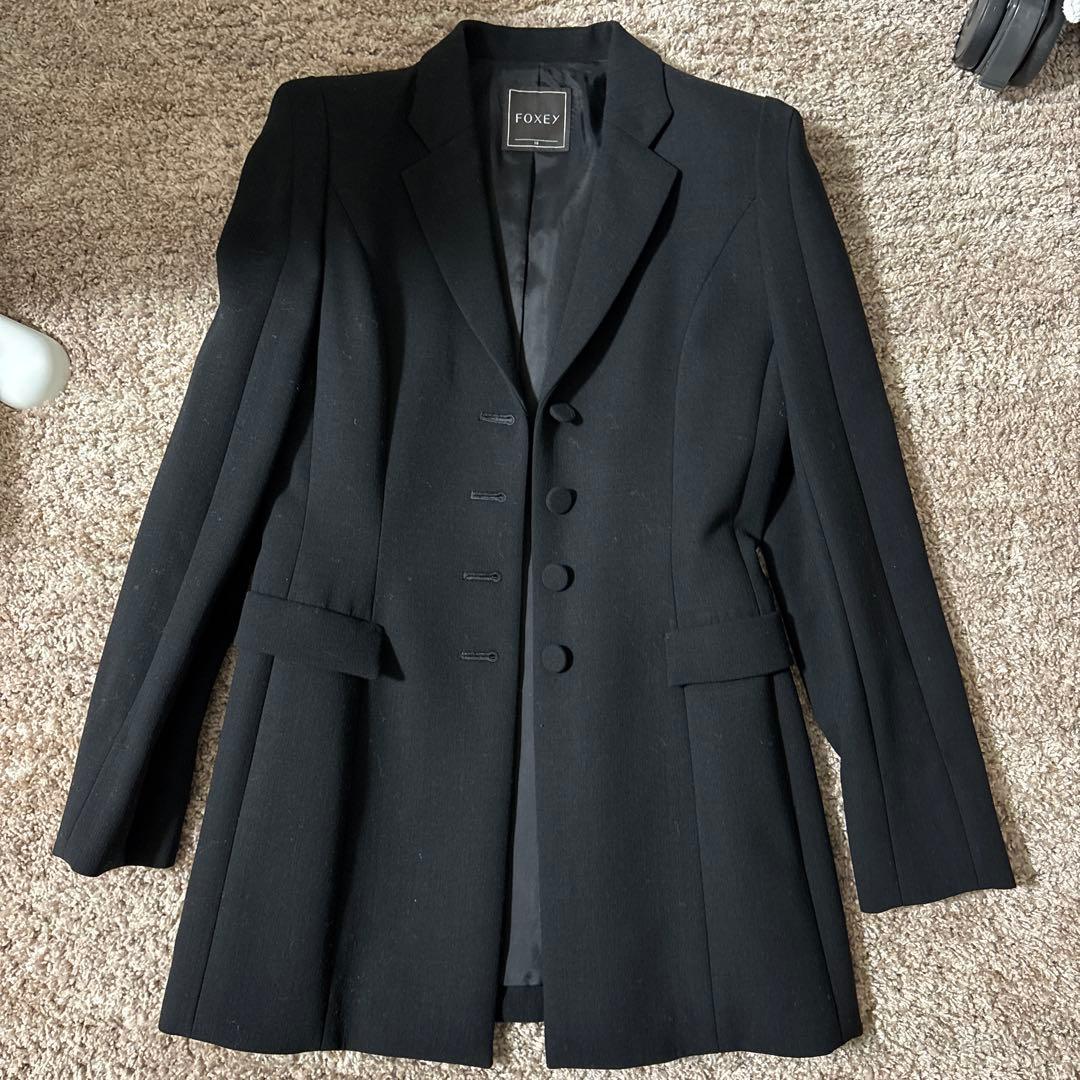 フォクシー テーラードジャケット ロング丈　36 ブラック