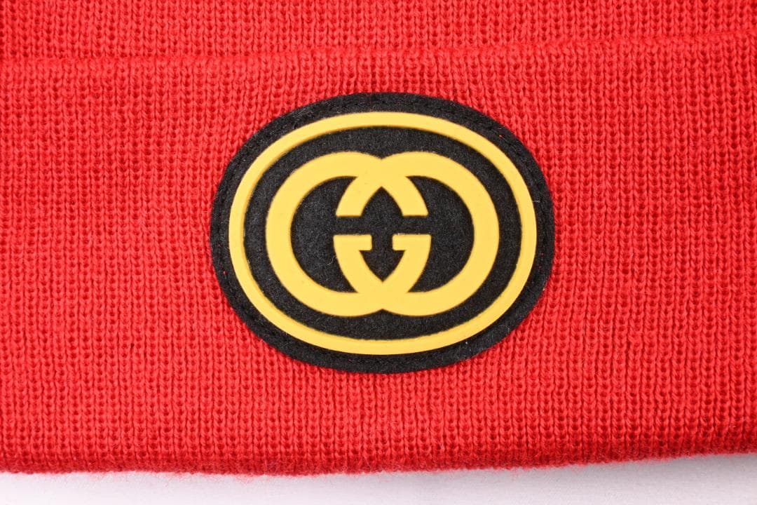 グッチ ×MLB ニューヨークヤンキース ビーニー ニットキャップ 帽子 レッド