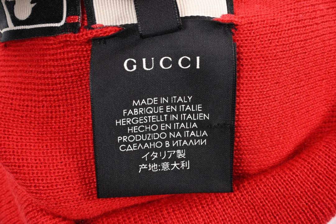 グッチ ×MLB ニューヨークヤンキース ビーニー ニットキャップ 帽子 レッド