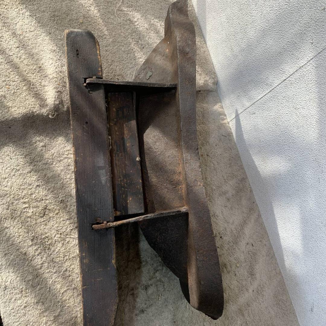 薬研　鉄製　骨董　大きめ　古道具　調剤道具　くすり調合　薬草　　XZ4236