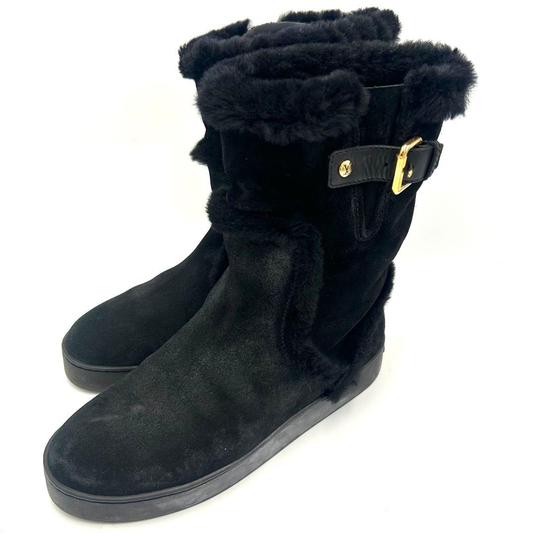 LOUIS VUITTON ルイヴィトン ムートンブーツ スエード ベルト LV