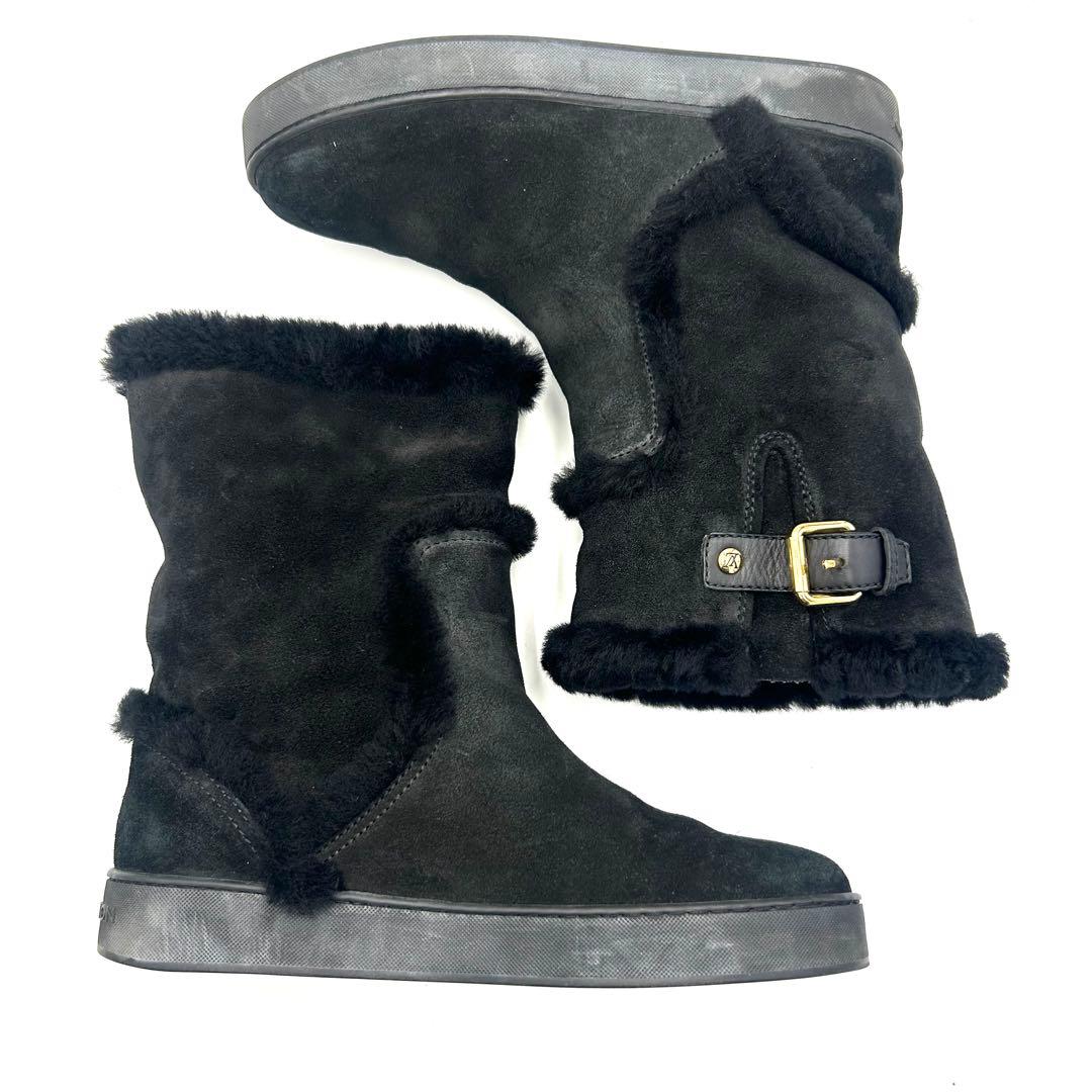 LOUIS VUITTON ルイヴィトン ムートンブーツ スエード ベルト LV