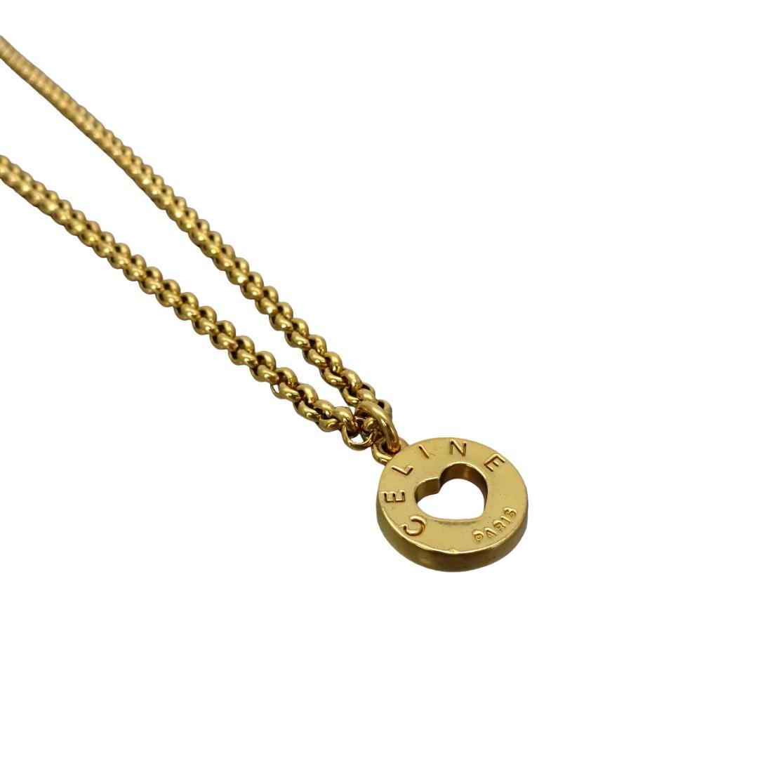 本物良品 ■セリーヌ■サークル ハート CELINE ロゴ ネックレス ゴールド