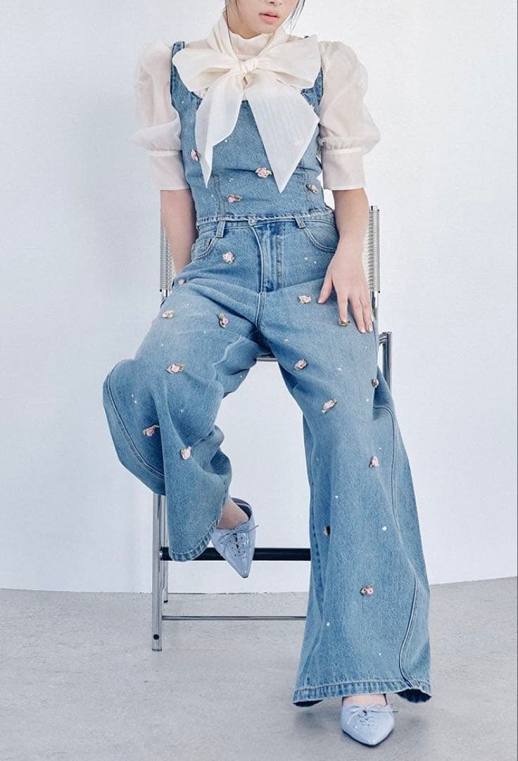 [L.B CANDY STOCK]バリエーションビジューデニムビスチェ