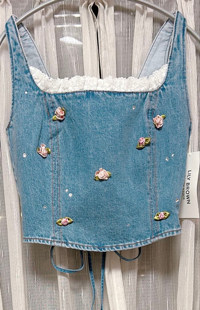 [L.B CANDY STOCK]バリエーションビジューデニムビスチェ