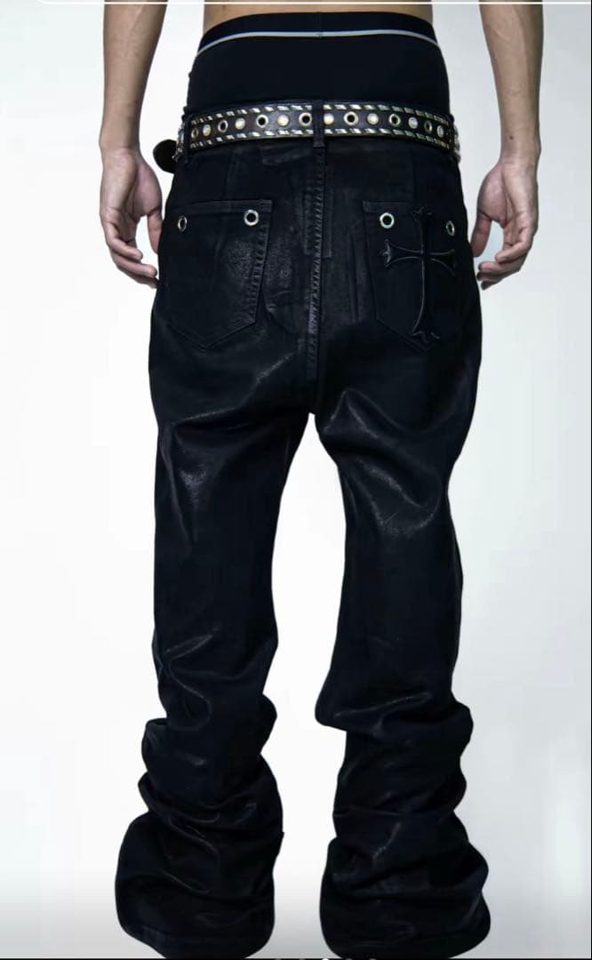 SAINT GOAT クロスコーティングフレアデニムパンツ