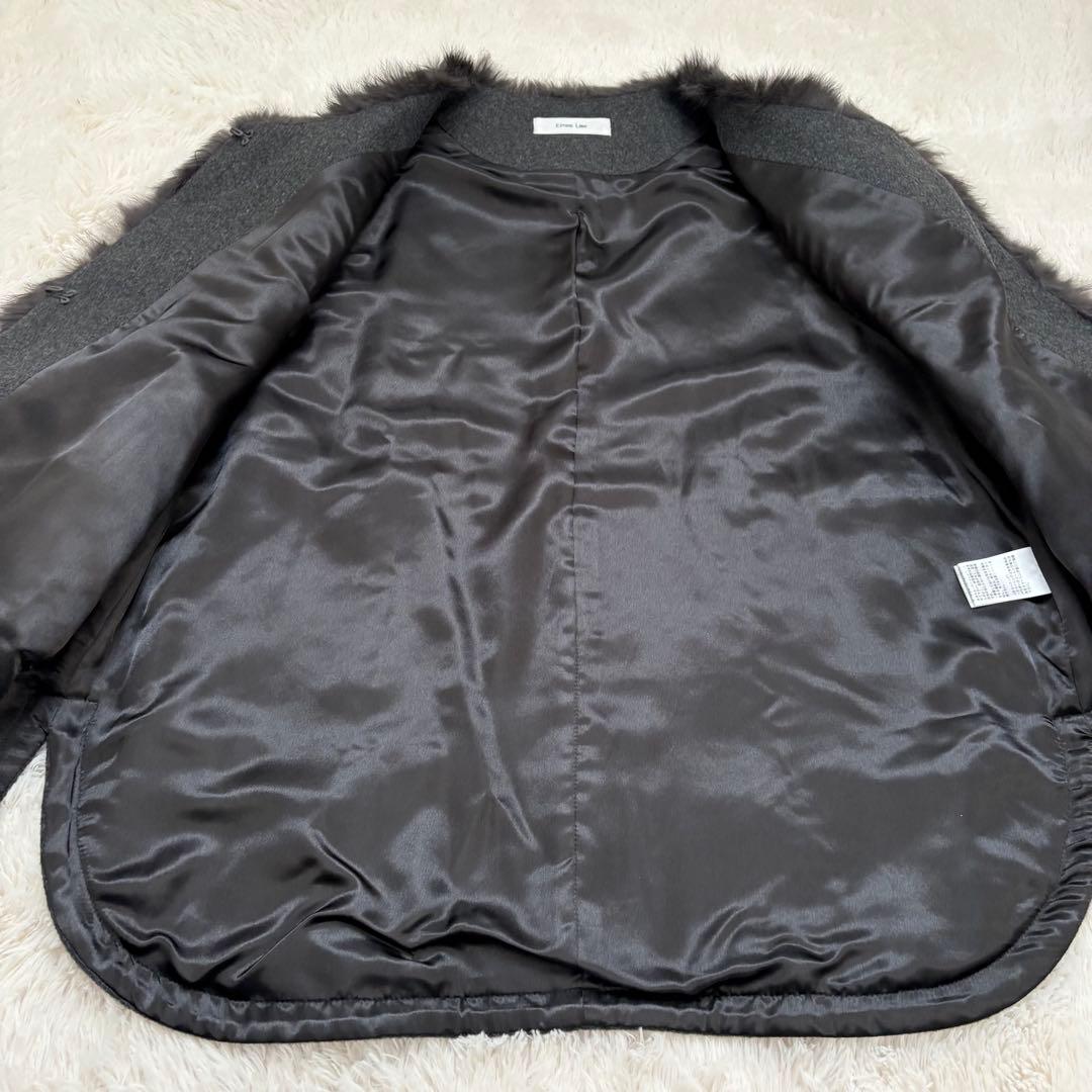 人気✨美品✨エイミーロウ　ファー＆メルトンミドル丈ベストジレ　ラビットファー