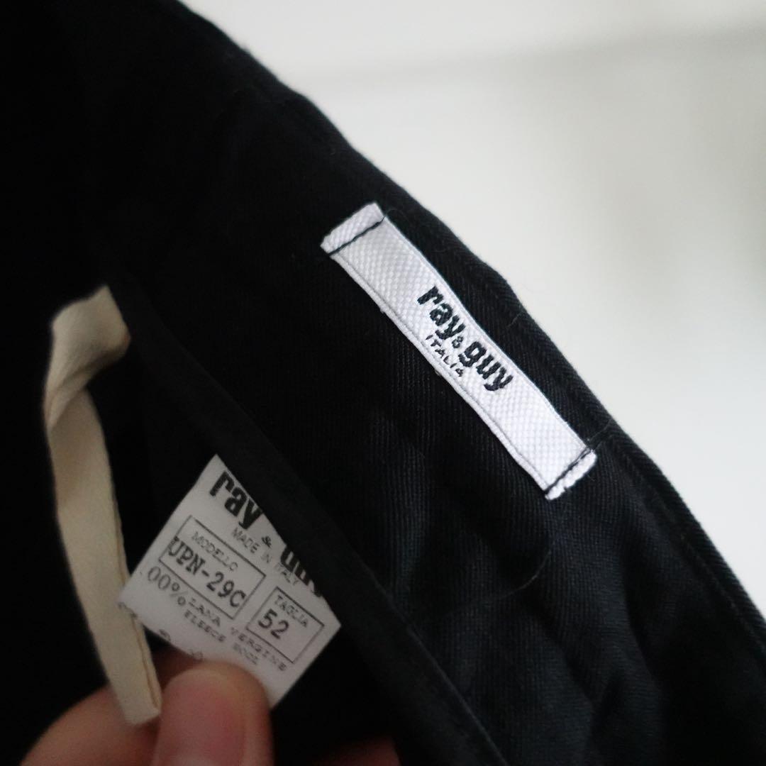 【イタリア製】RAY&GUY ウールギャバジン　ベルテッドトラウザーズ　ブラック