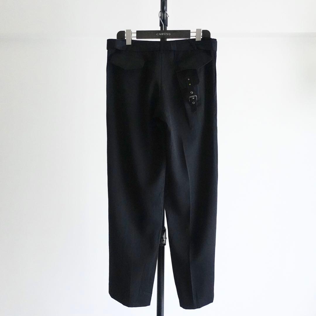 【イタリア製】RAY&GUY ウールギャバジン　ベルテッドトラウザーズ　ブラック