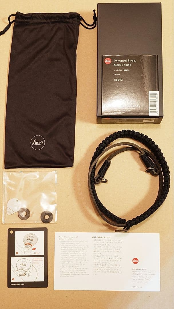 LEICA ライカ パラコードストラップ ブラック 100cm 18893
