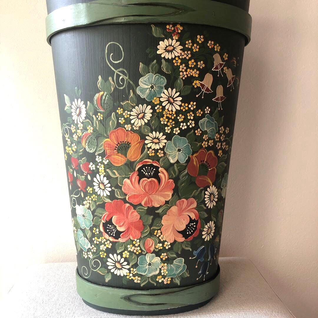 トールペイント　傘立て　ヴィンテージ