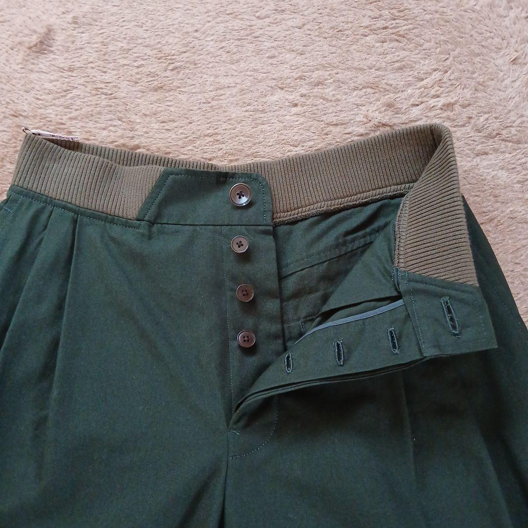 ミナペルホネン ノルミッコ ダークグリーン カーゴパンツ ウエストゴム 38