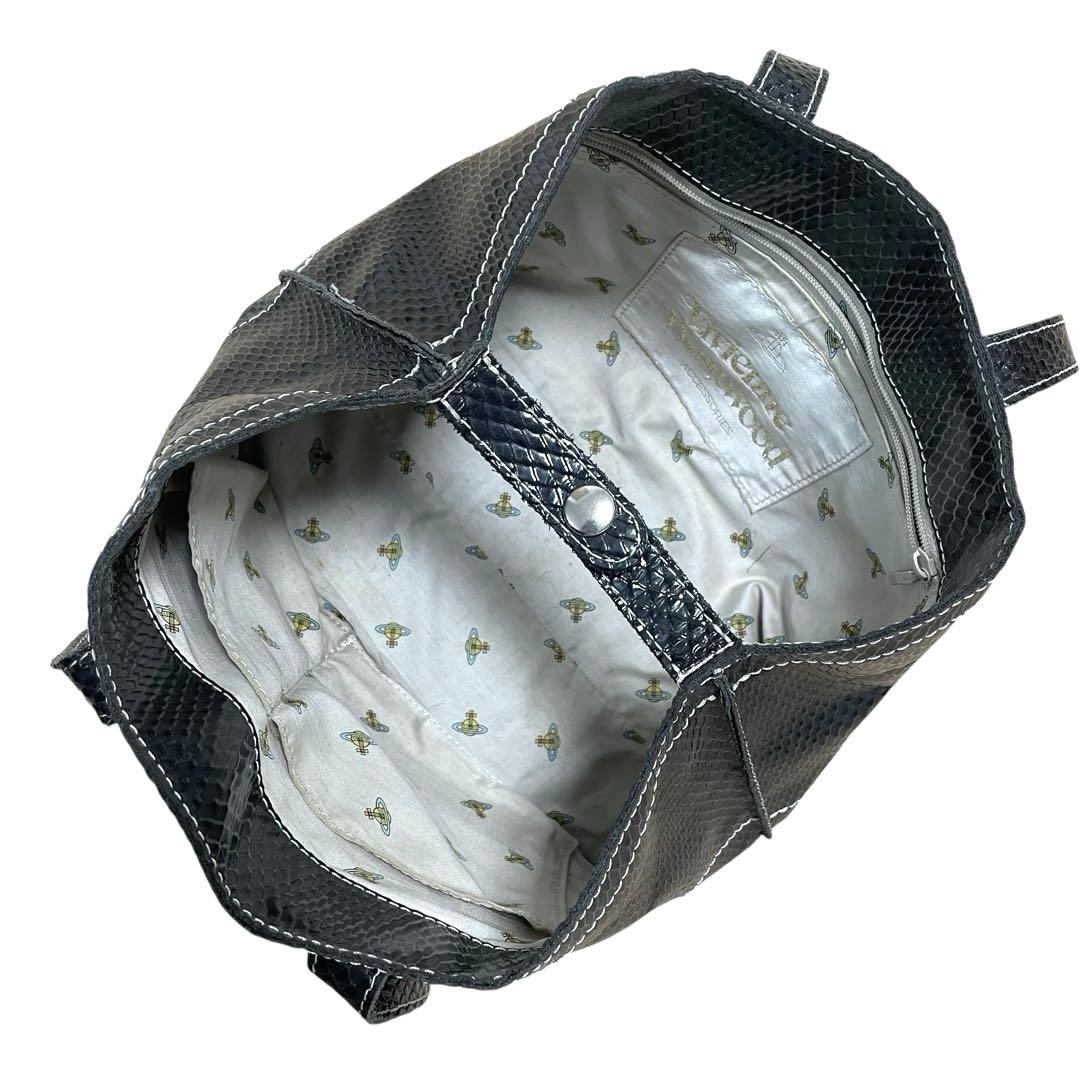Vivienne Westwood エナメル 型押し　オーブ付き　ハンドバッグ