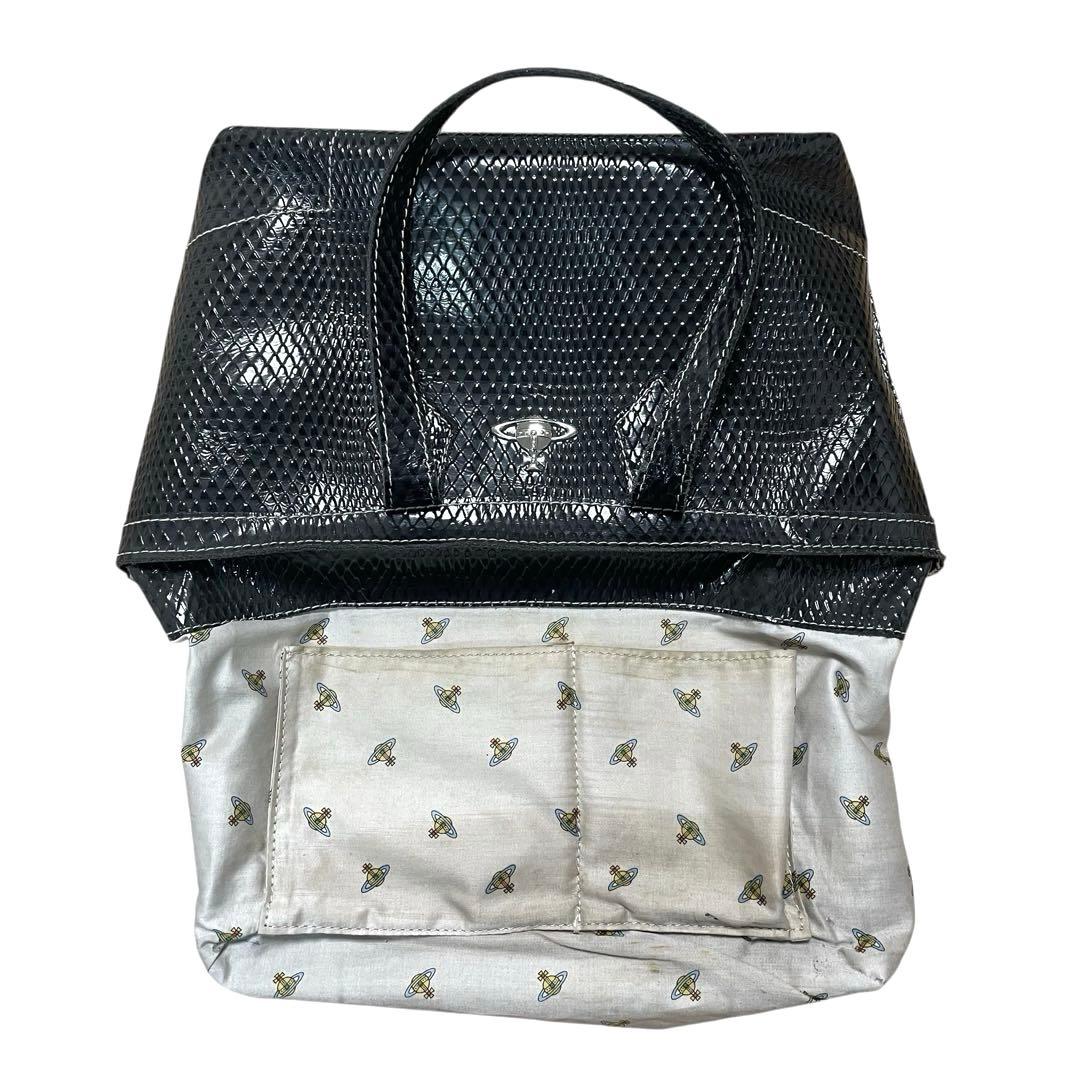 Vivienne Westwood エナメル 型押し　オーブ付き　ハンドバッグ