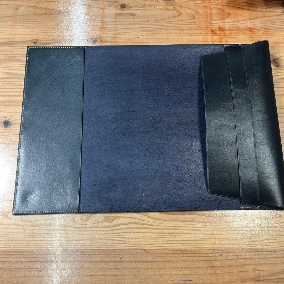 【ちよぴー様オーダー品】A4ノートカバー ダークグリーン オレンジキャメル