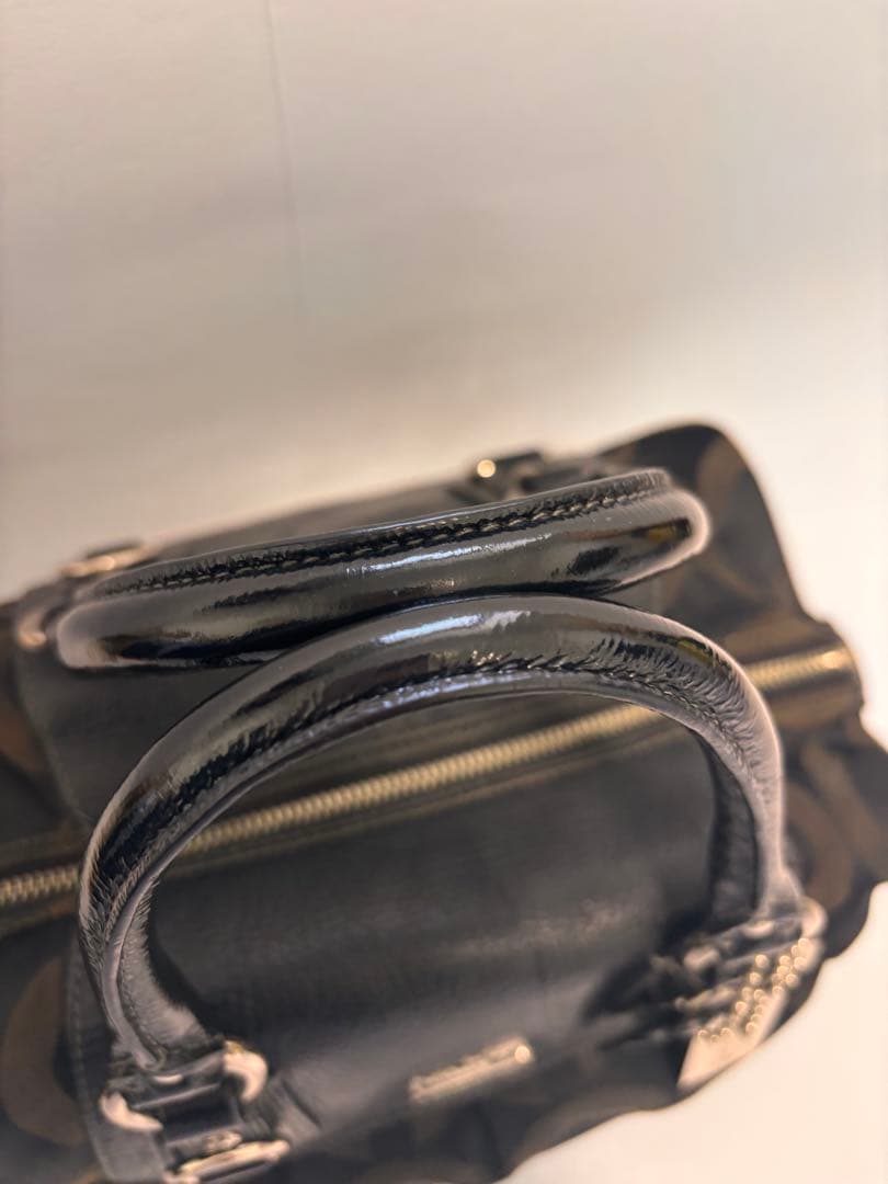 美品　COACH キャンバス×レザー ショルダーバッグ ハンドバッグブラック系