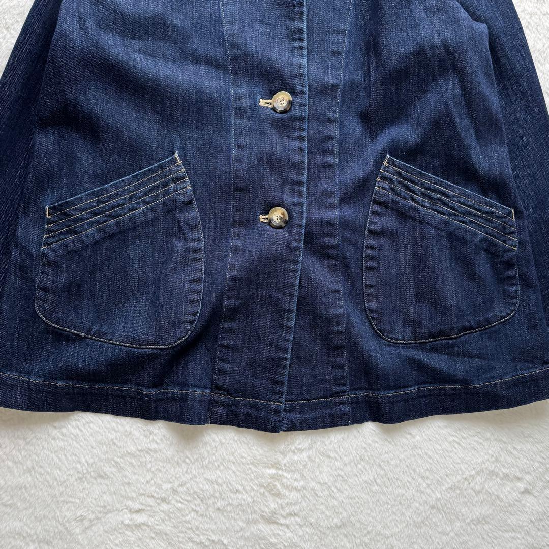コットンハウスアヤ デニム ジャケット フード ポケット ボタン インディゴ