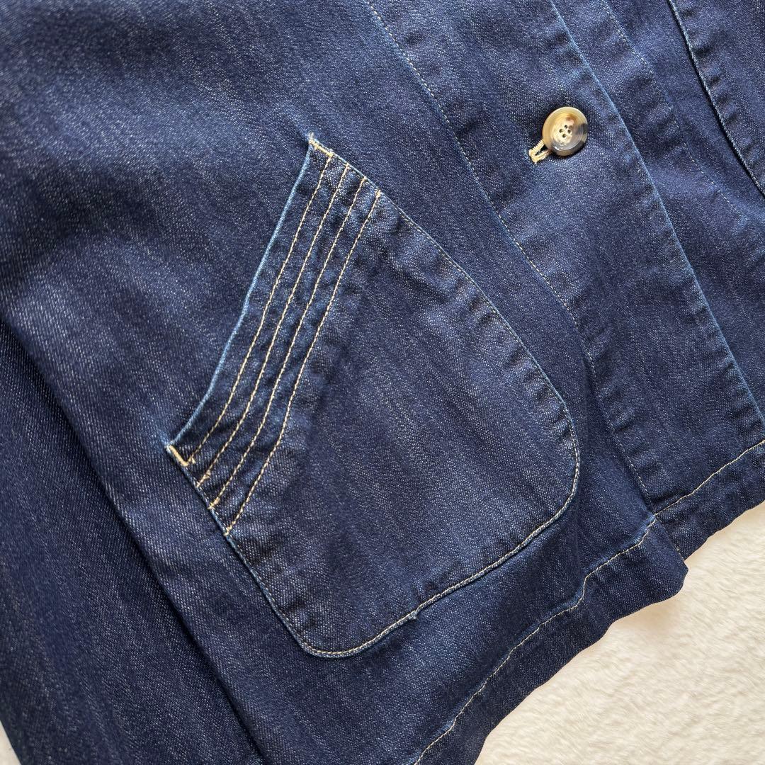 コットンハウスアヤ デニム ジャケット フード ポケット ボタン インディゴ
