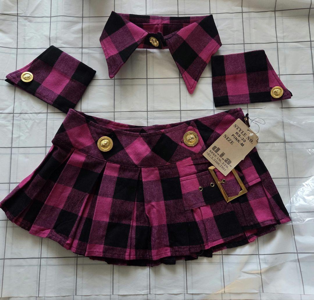 d.i.a. チェック柄ミニスカート 襟・袖付き タグ付き