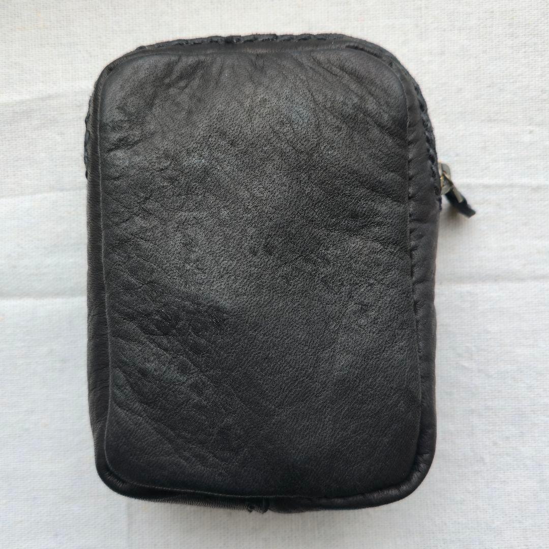 鹿革のシガレットケース 鹿角スカルボタン