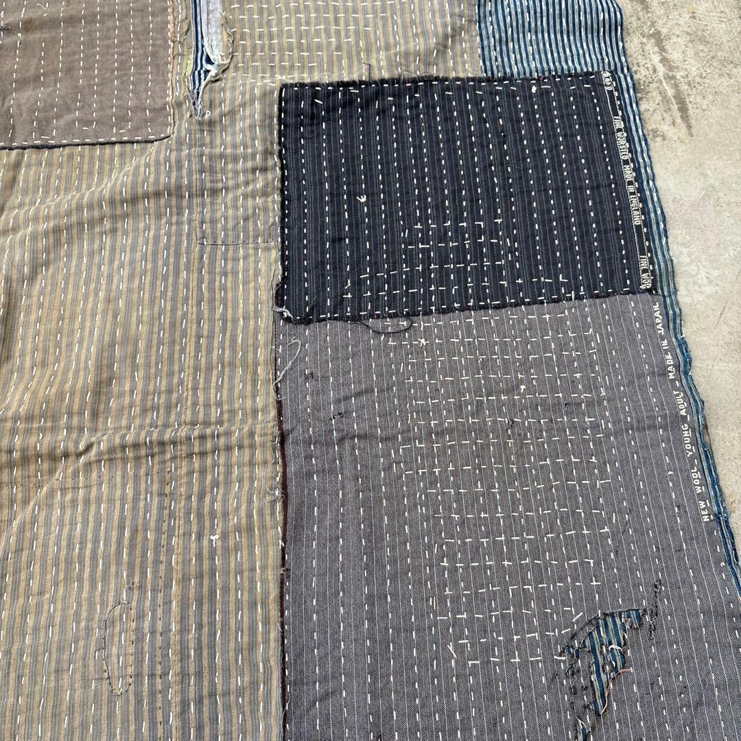 SALE⏬襤褸❹縞模様　全面刺子　敷物　カバー　パッチワーク