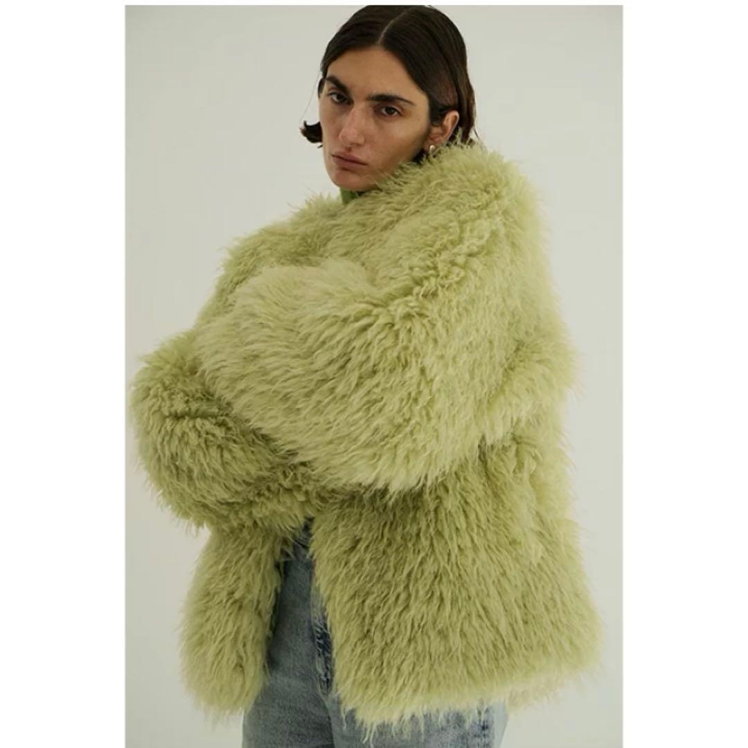 【新品】CLANE VOLUME ECO FUR COAT ファー　グリーン 1
