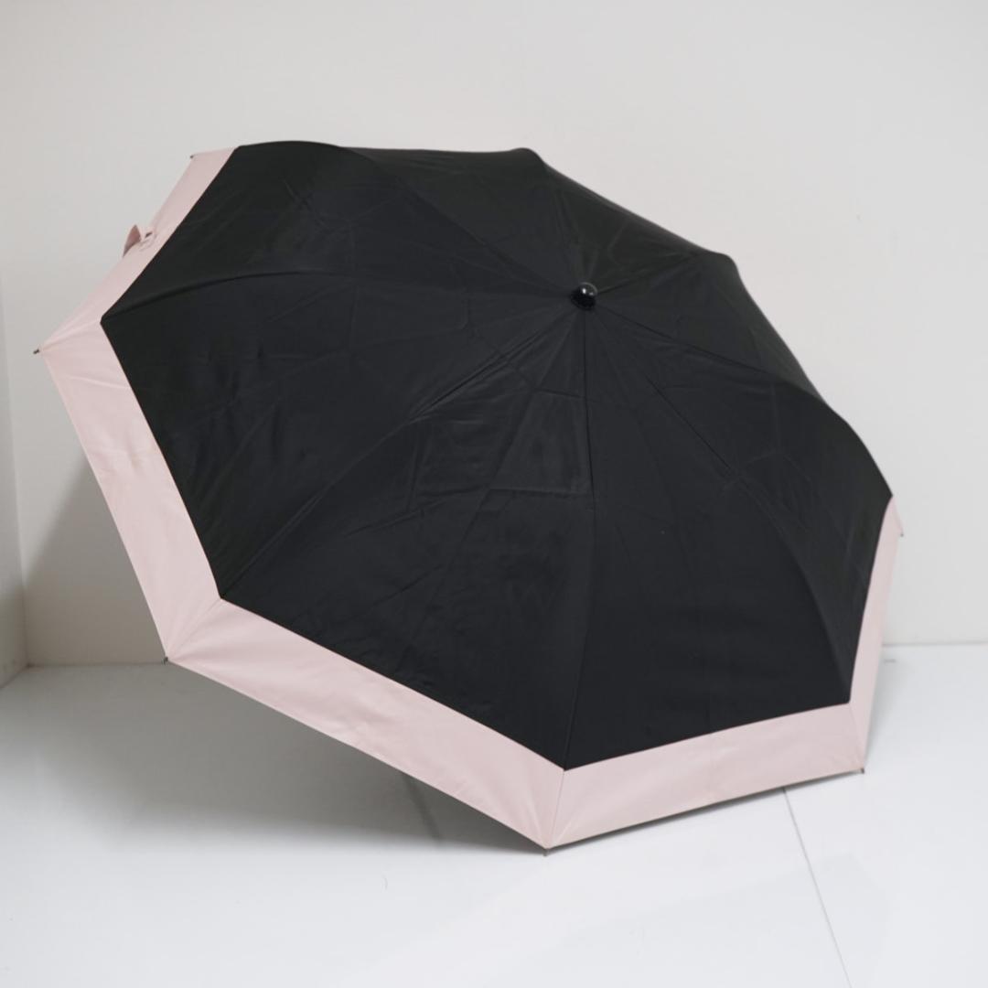 完全遮光 日傘 芦屋ロサブラン USED美品 3段 ブラック×ピンク UV 遮熱