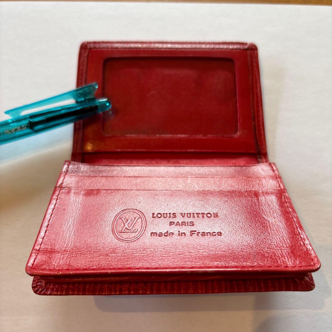 希少 LOUIS VUITTON 赤 レザー 名刺入れ 1980年代