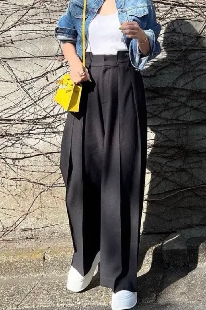 Cygne シーニュ ハイウエストタックワイドパンツ Lara