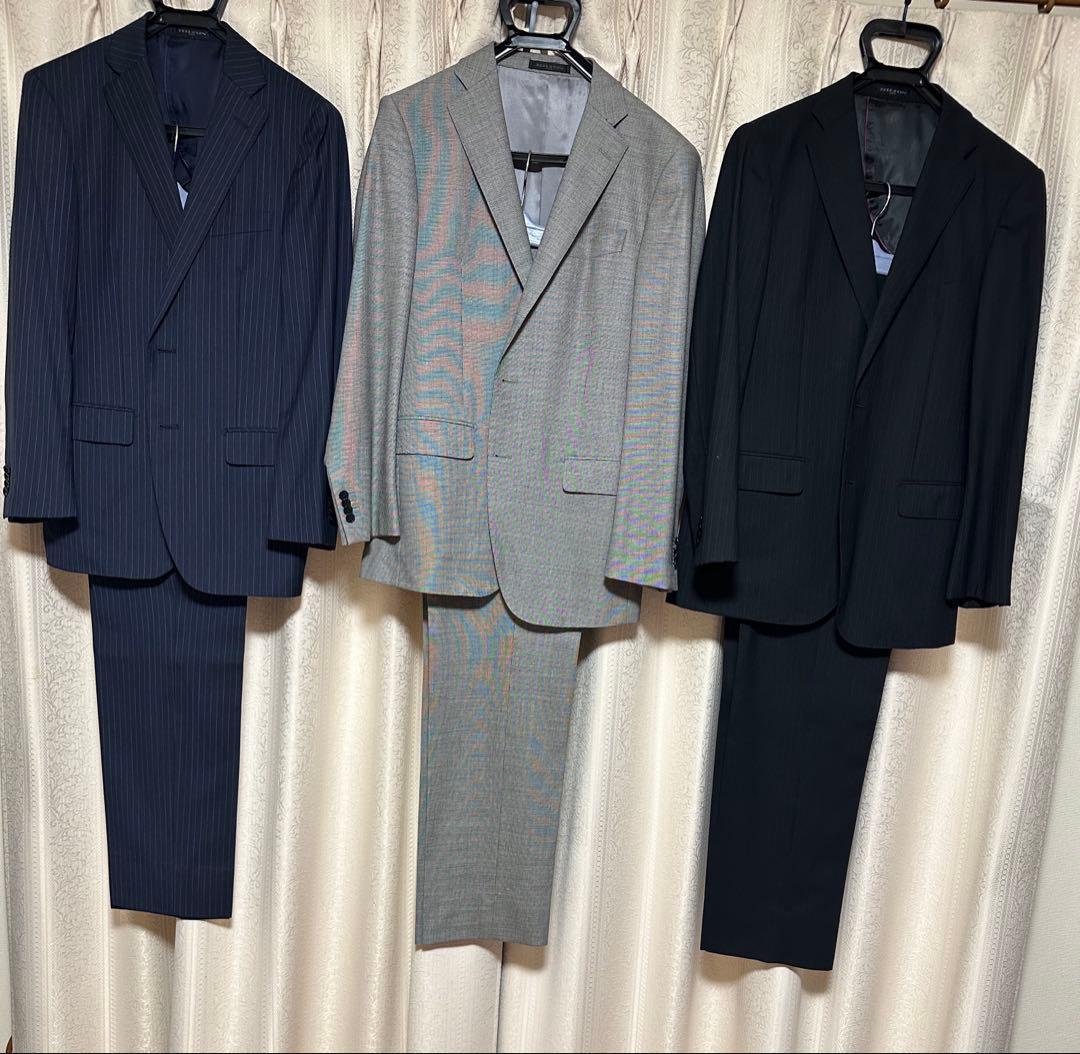 ビジネススーツ 3点セット ネイビー グレー ブラック　HILTON 洋服の青山