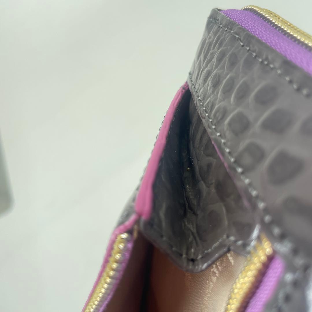 モーダプリンチペ　L字ファスナー　クロコ型押し　長財布　ロングウォレット