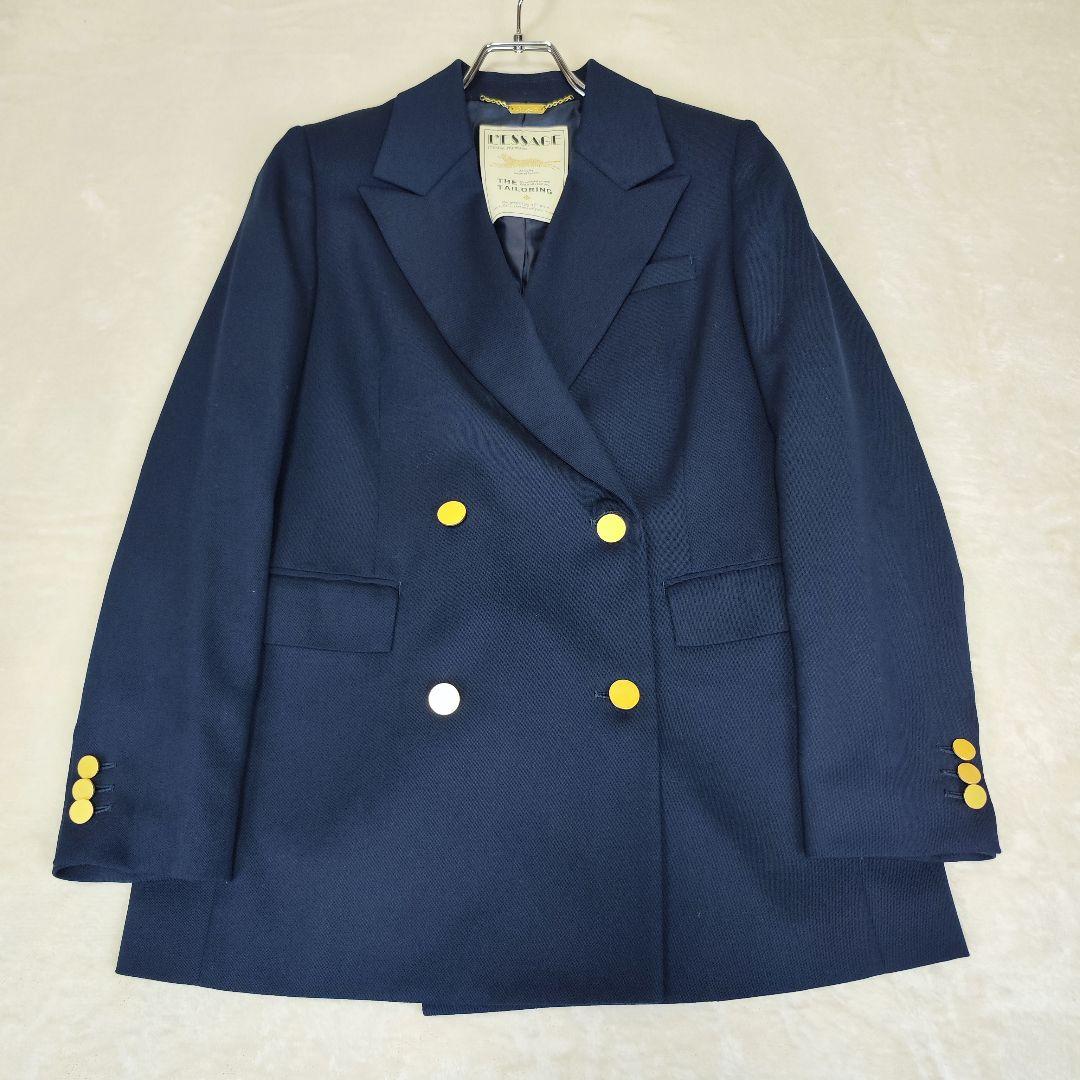 ジャーナルスタンダードレサージュ ネイビー ウール トリコチンジャケット