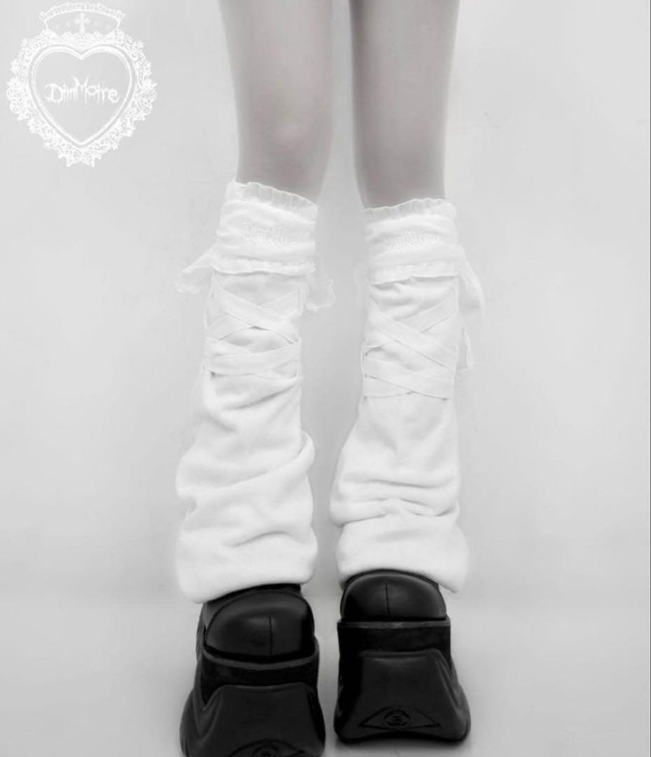 DimMoire ニット×シアーレッグウォーマー White