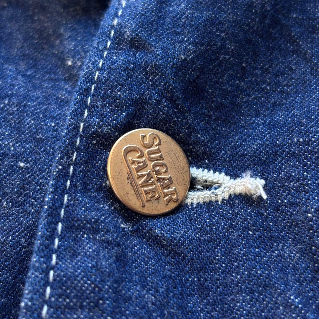 【美品】濃紺 シュガーケーン インディゴデニムカバーオール ネップ 38 M品番