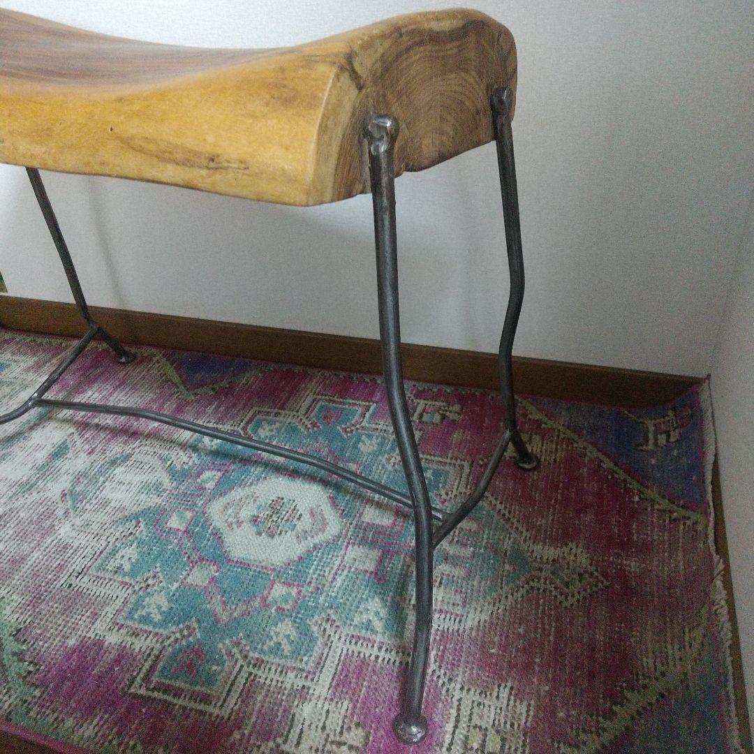 ナチュラルウッドスツール 天然木アイアン スツール ベンチ 椅子 チェア 飾り台