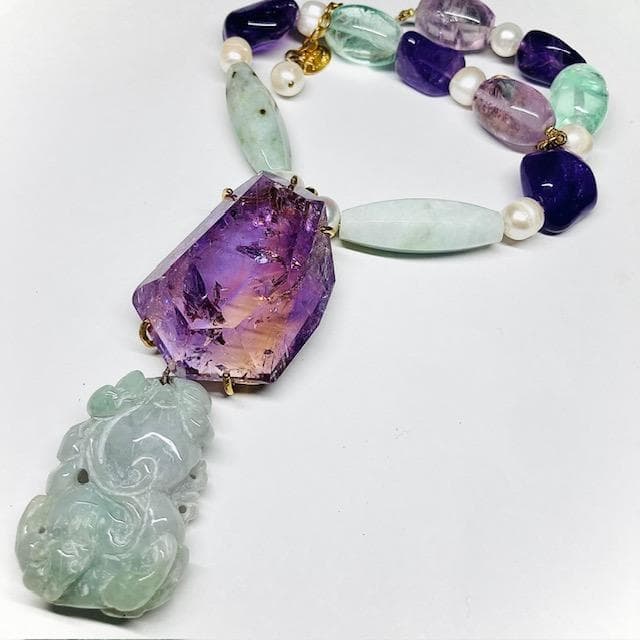 【Philippe FERRANDIS】翡翠アメジストのカラーストーンペンダント