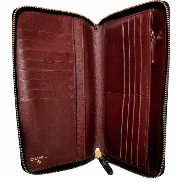 希少❀シャネル レザー 長財布　オーガナイザ　キャビアスキン　マトラッセ　黒