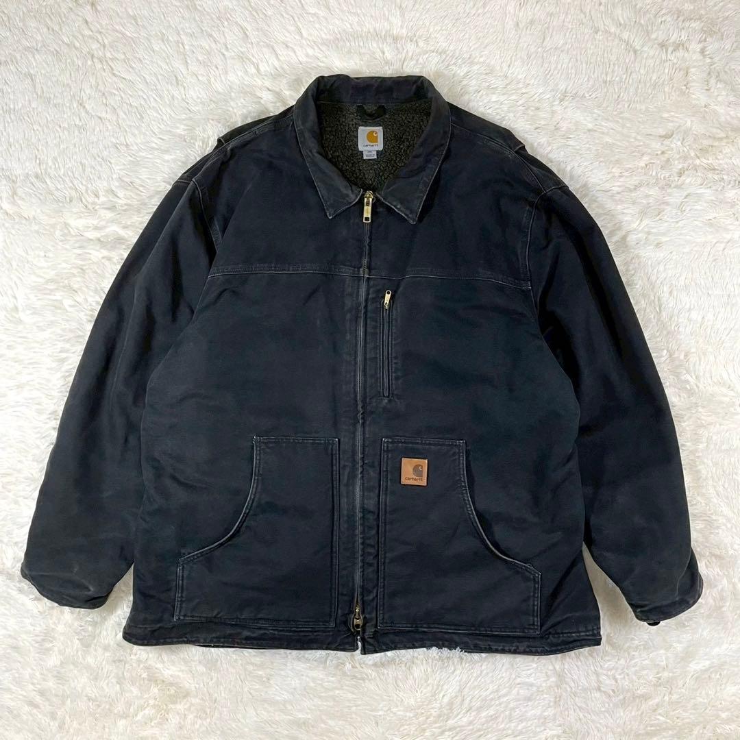 00s カーハート ダックジャケット 裏ボア メキシコ製 ブラック 黒 2XL