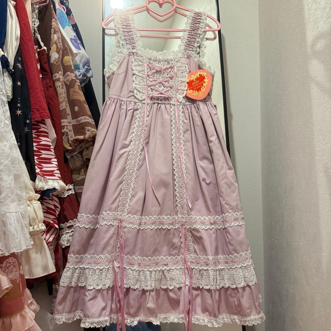 babydoll 白xラベンダー ジャンパースカート