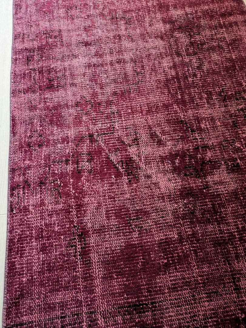 82×198 ボルドーレッドオーバーダイ　トルコヴィンテージラグ