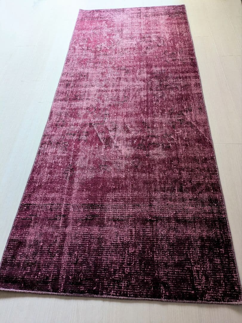 82×198 ボルドーレッドオーバーダイ　トルコヴィンテージラグ