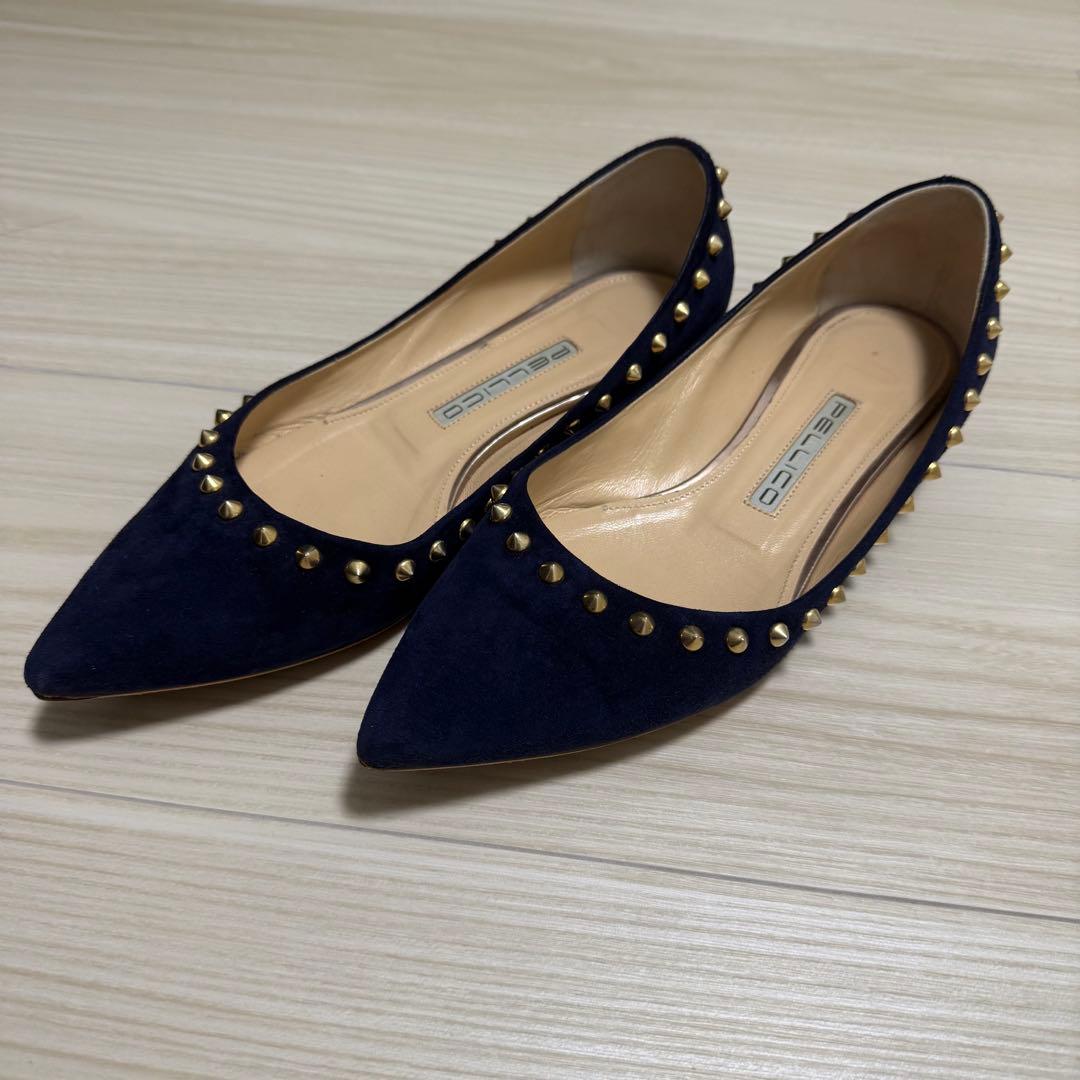 【美品】ペリーコ アニマ フラットパンプス ポインテッドトゥ 36 スタッズ