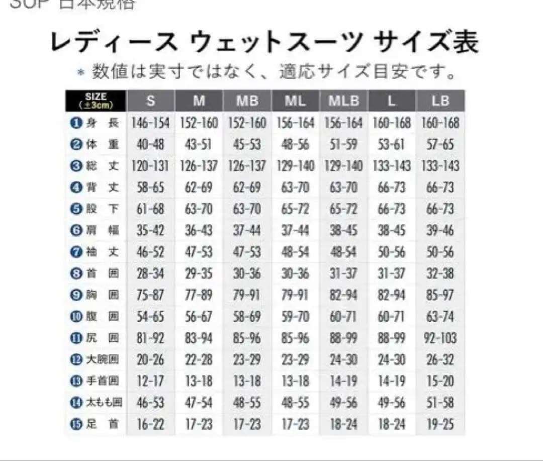 レディース　セミドライ　ウェットスーツS