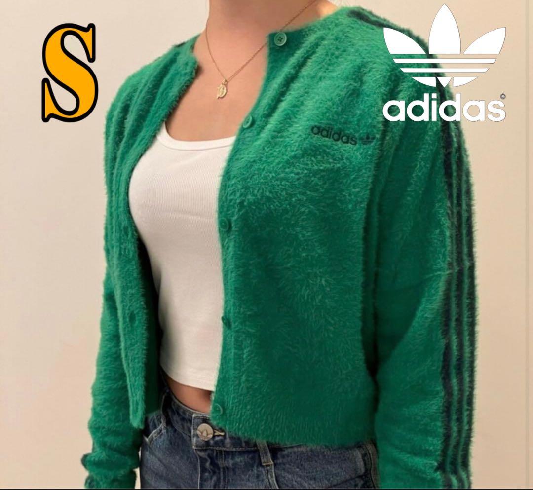 adidas フラッフィーニット カーディガン グリーン りなてぃ着用