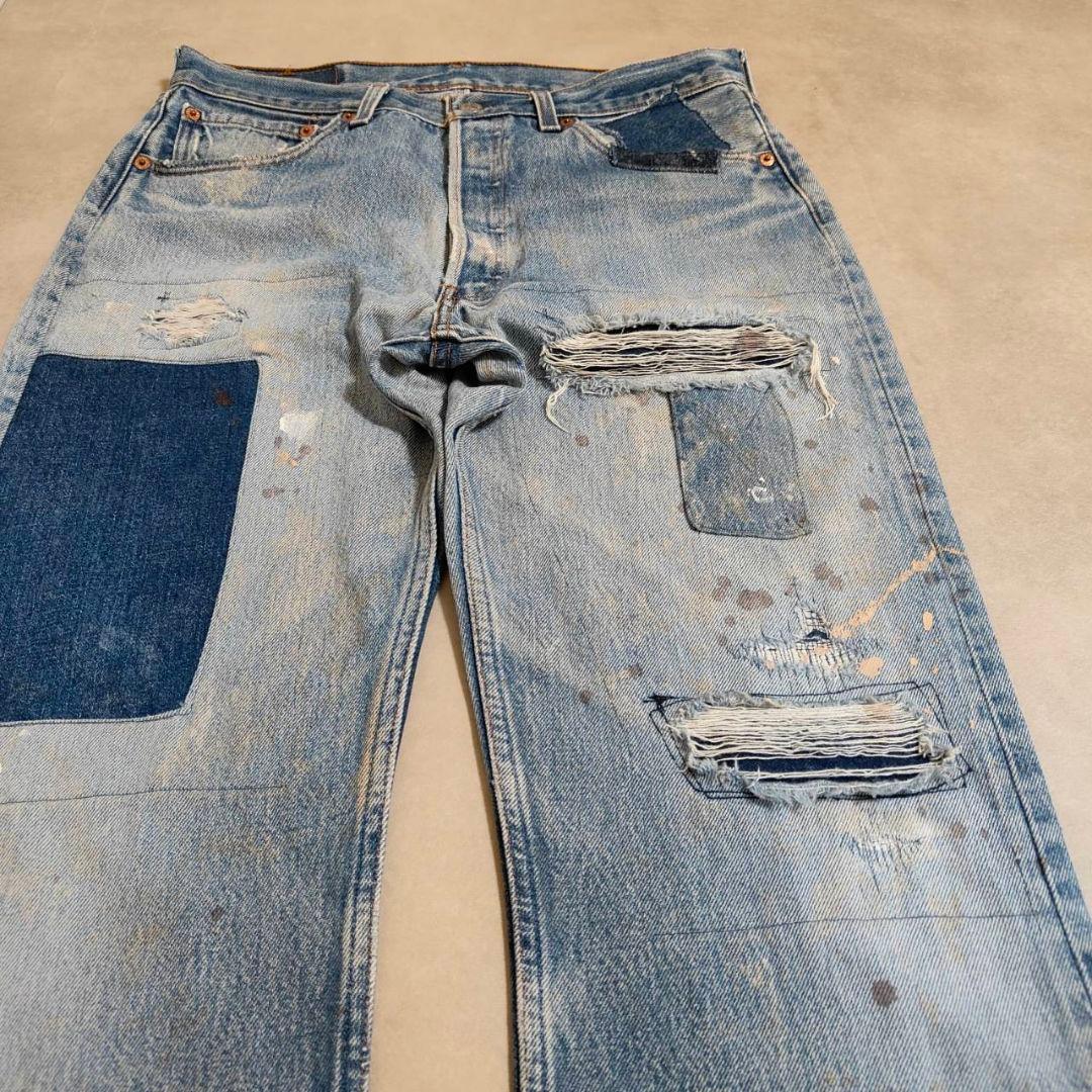 ビンテージ リーバイス 501 グランジデニム ダメージ パッチワーク w34
