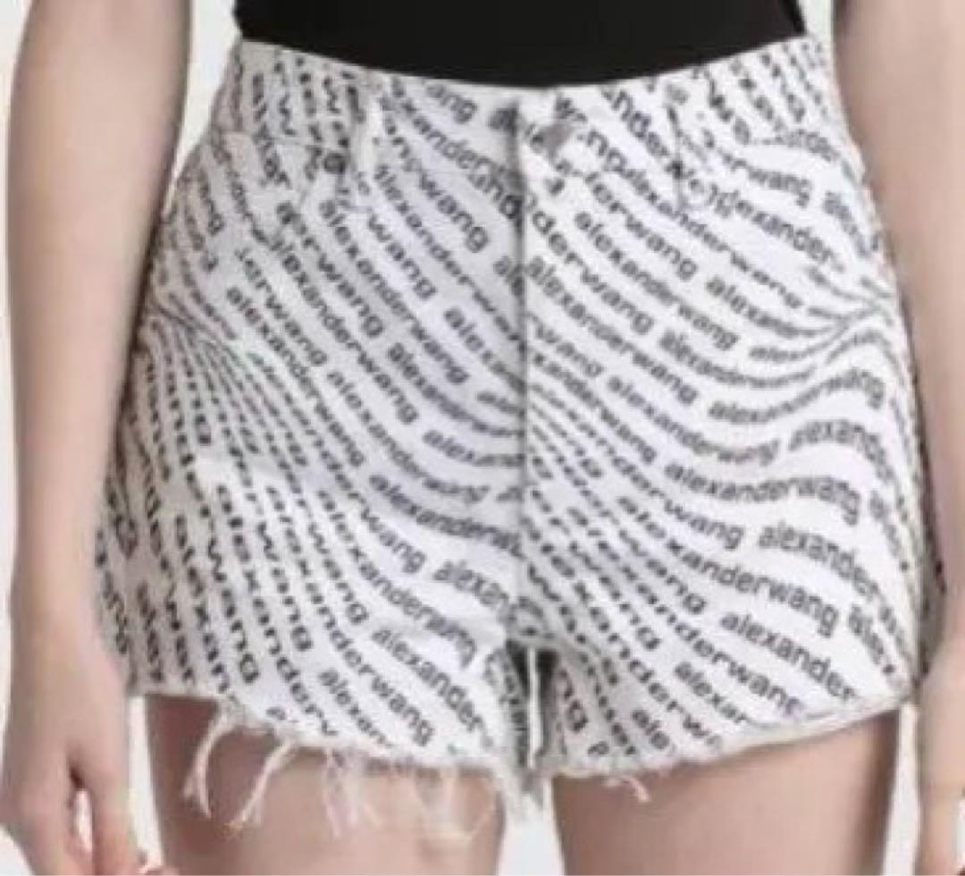 パンツ alexanderwang logo-print denim shorts