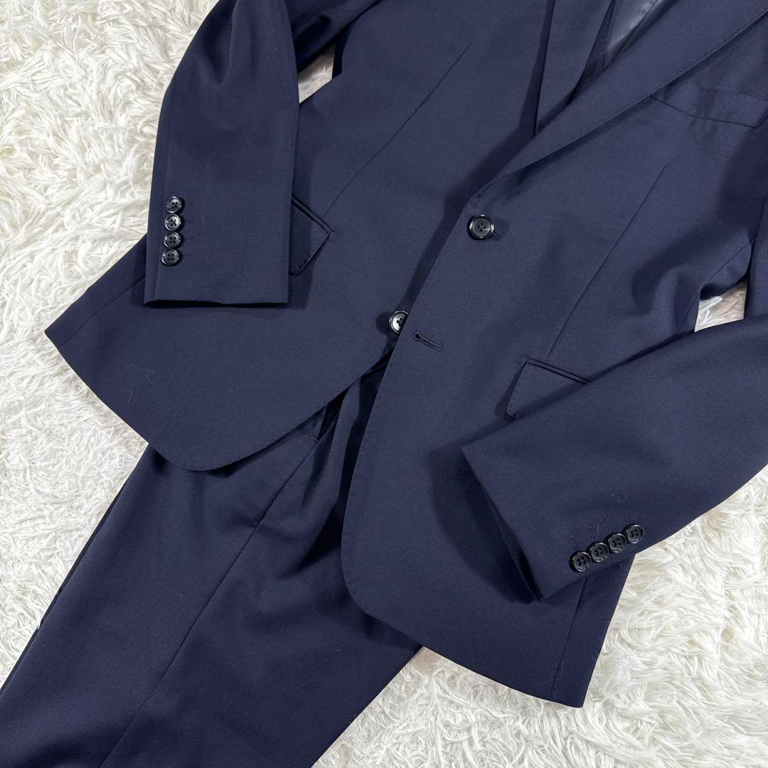 【イタリア生地】オンリー レダ スリーピーススーツ 無地 ネイビー 170Y