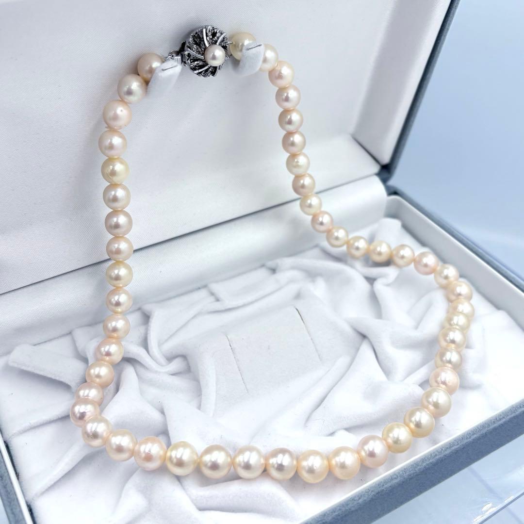 艶良✨干渉色◯ 大珠8.5mmあこや本真珠 パールネックレス　冠婚葬祭　SV刻印